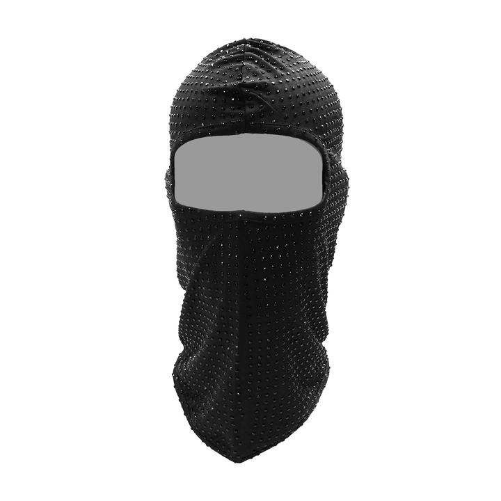 Black Heavy Rhinestone Gem Nylon Balaclava Ski mask - GCBalaclavas