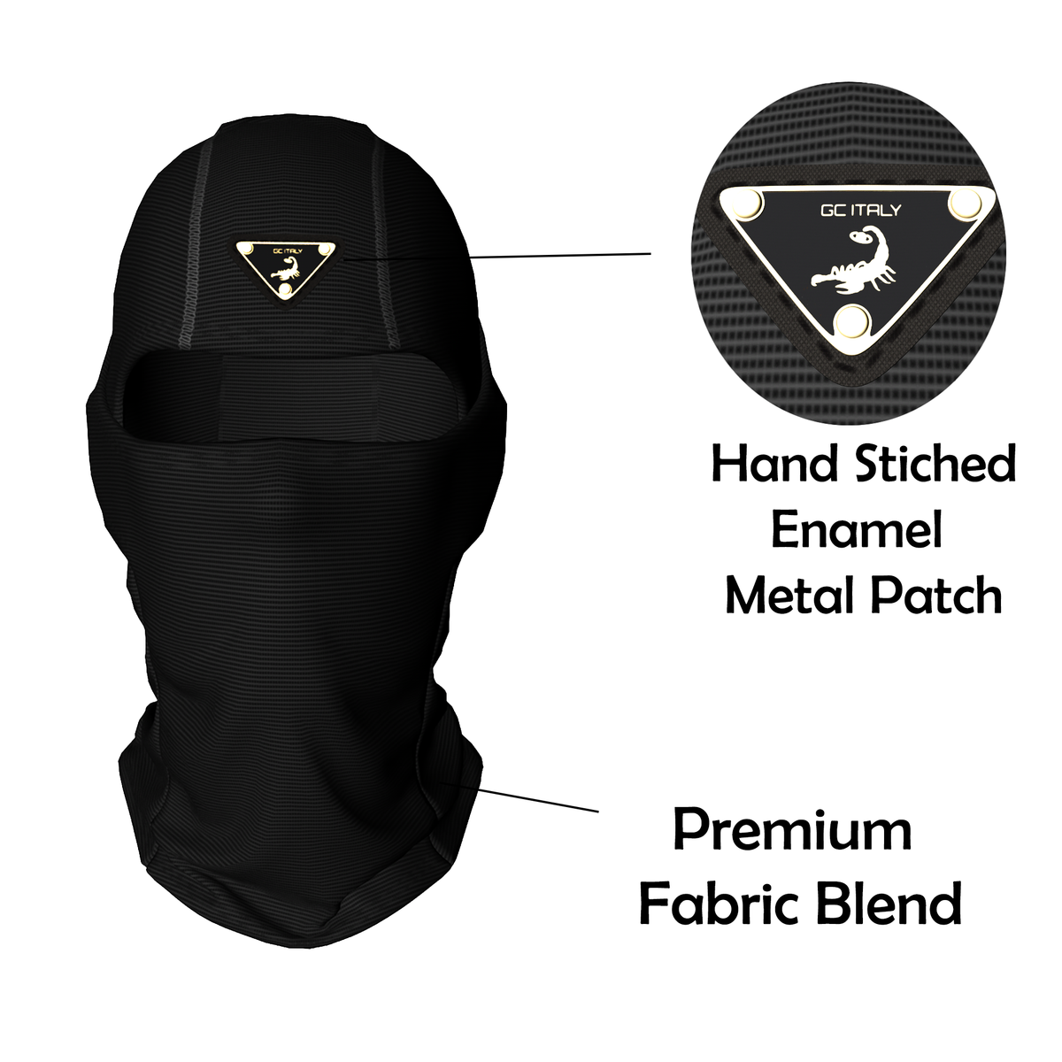 GC Italy Metal Enamel Luxury Patch Balaclava Ski Mask - GCBalaclavas